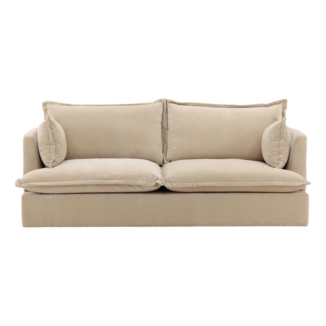 Monren Sand Velvet Sofa, front view