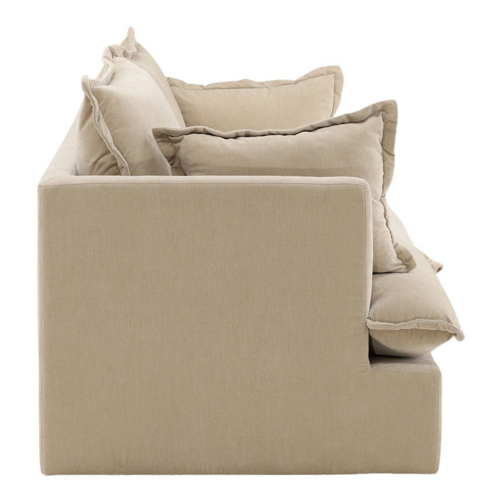 Monren Sand Velvet Sofa, profile view
