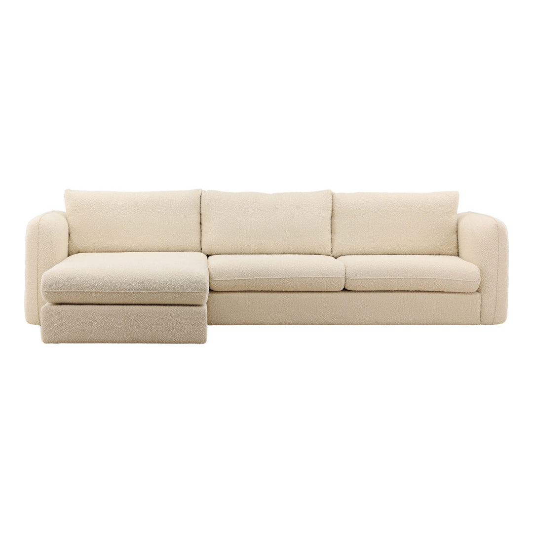 Torren Boucle Chaise Sectional, Cream · Left Side Chaise, three-quarter studio view