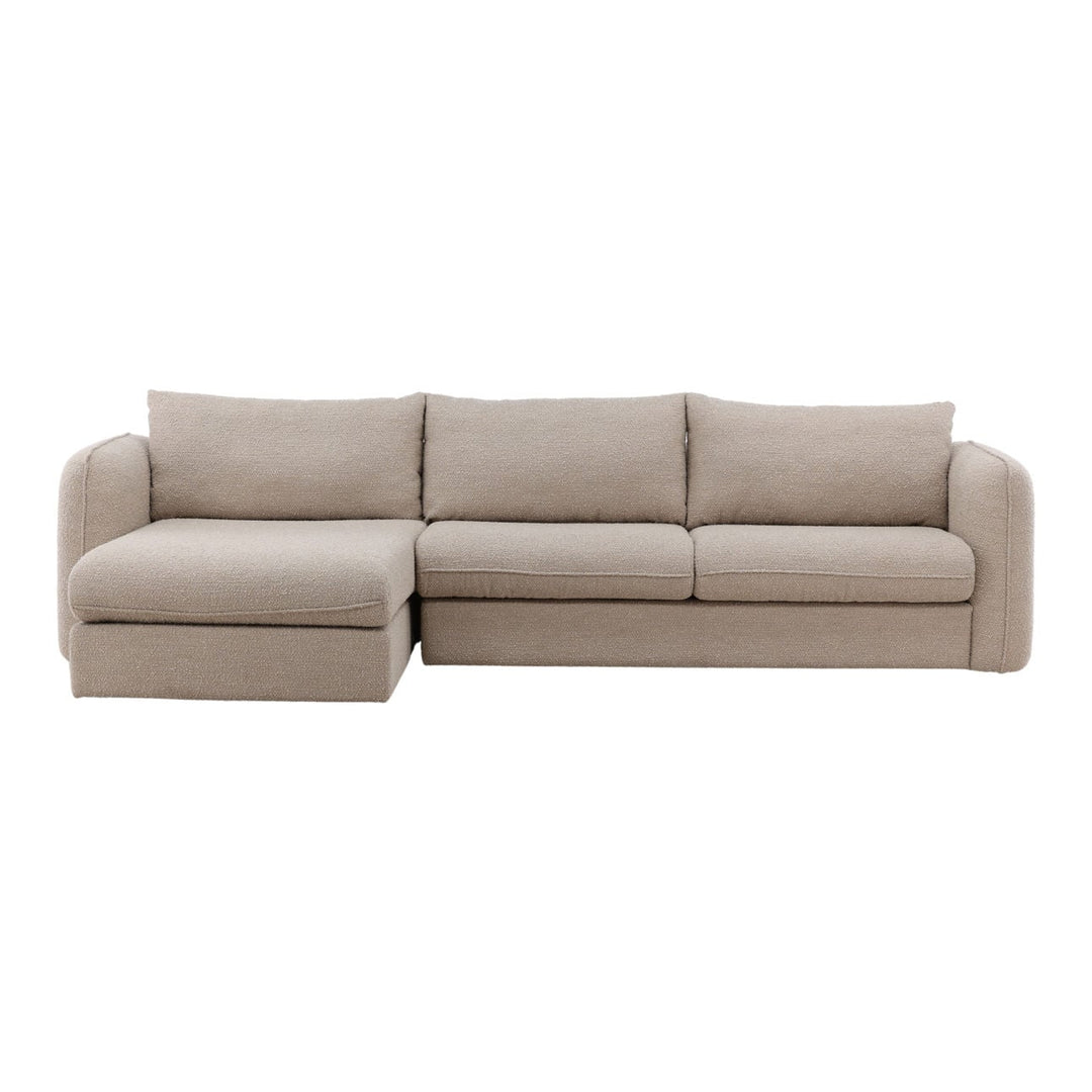 Torren Boucle Chaise Sectional, Sand · Left Side Chaise, three-quarter studio view