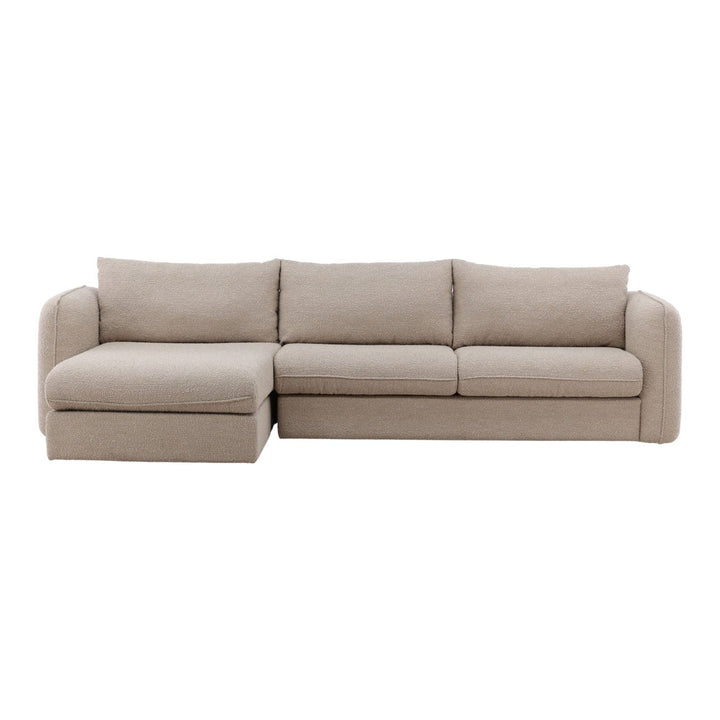 Torren Boucle Chaise Sectional, Sand · Left Side Chaise, three-quarter studio view