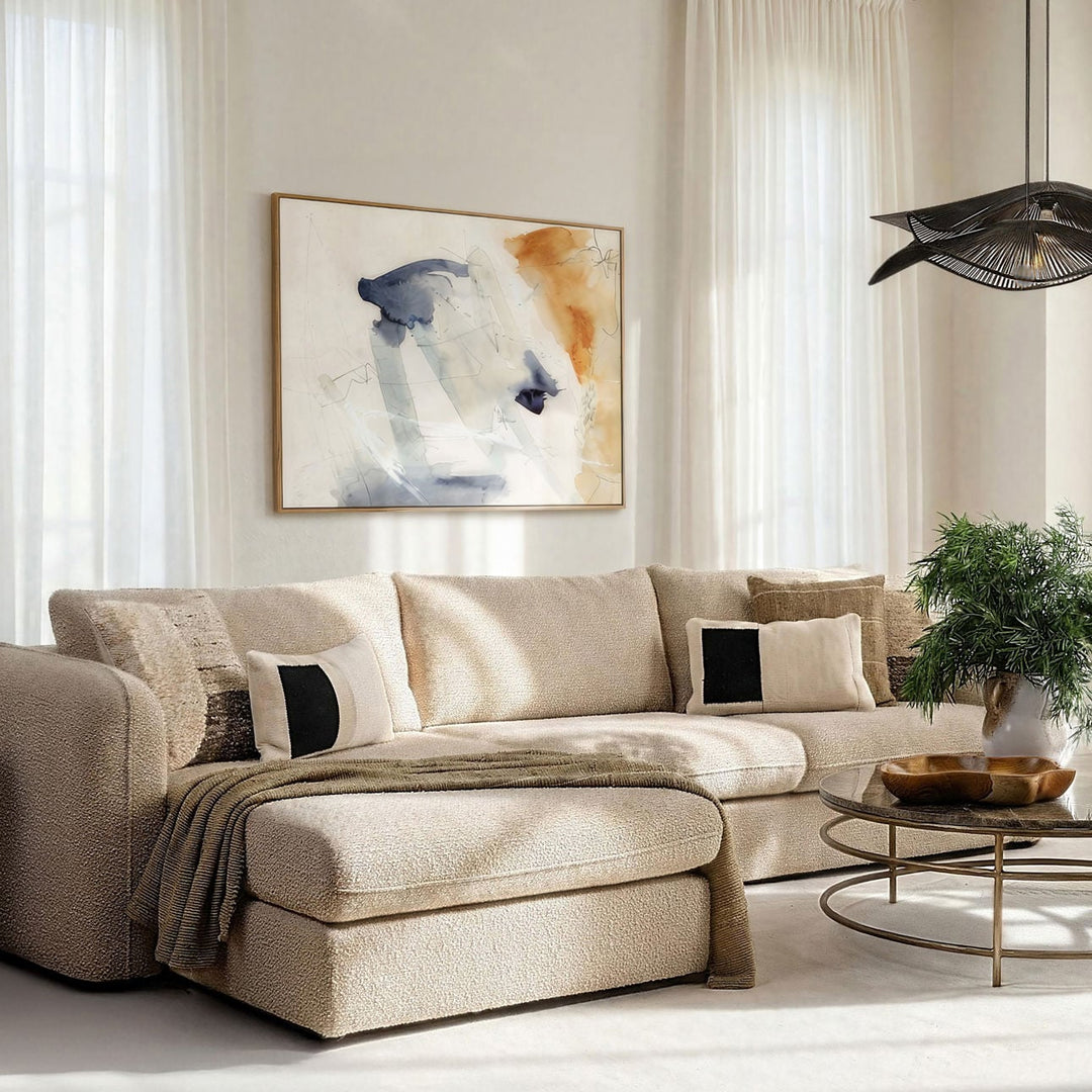 Torren Boucle Chaise Sectional, Sand · Left Side Chaise, lifestyle view