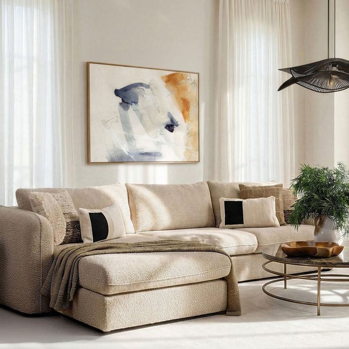 Torren Boucle Chaise Sectional, Sand · Left Side Chaise, lifestyle view