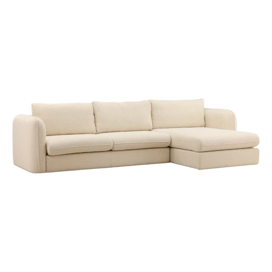 Torren Boucle Chaise Sectional, Cream · Right Side Chaise, three-quarter studio view
