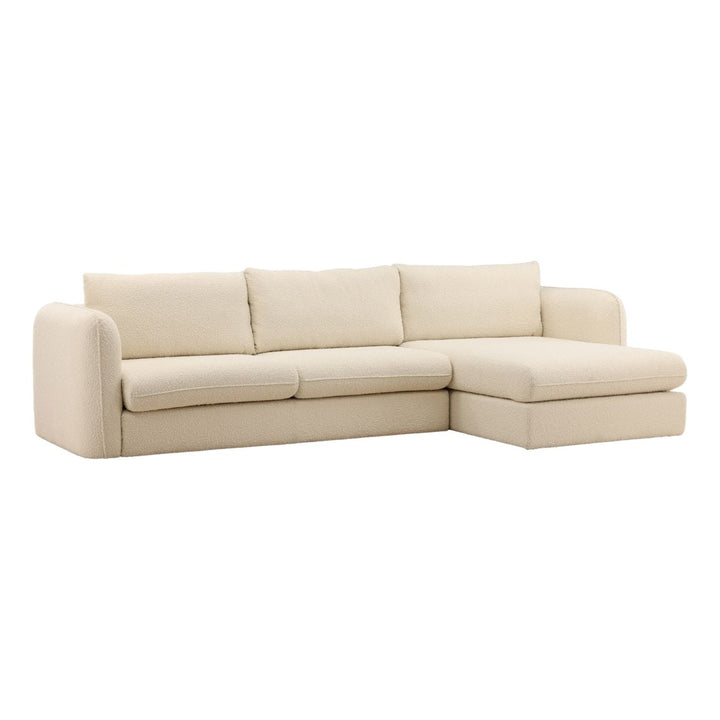 Torren Boucle Chaise Sectional, Cream · Right Side Chaise, three-quarter studio view