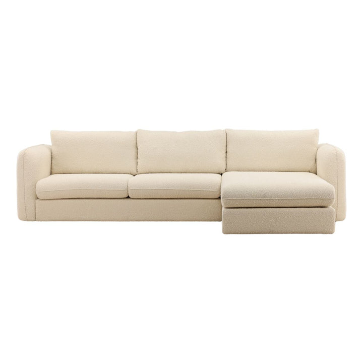 Torren Boucle Chaise Sectional, Cream · Right Side Chaise, front view