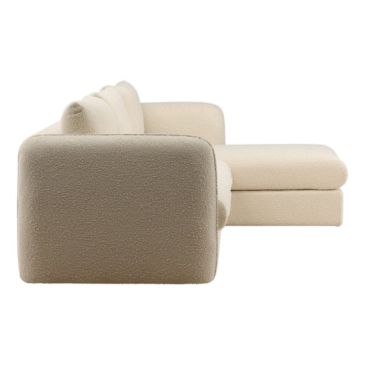 Torren Boucle Chaise Sectional, Cream · Right Side Chaise, profile view