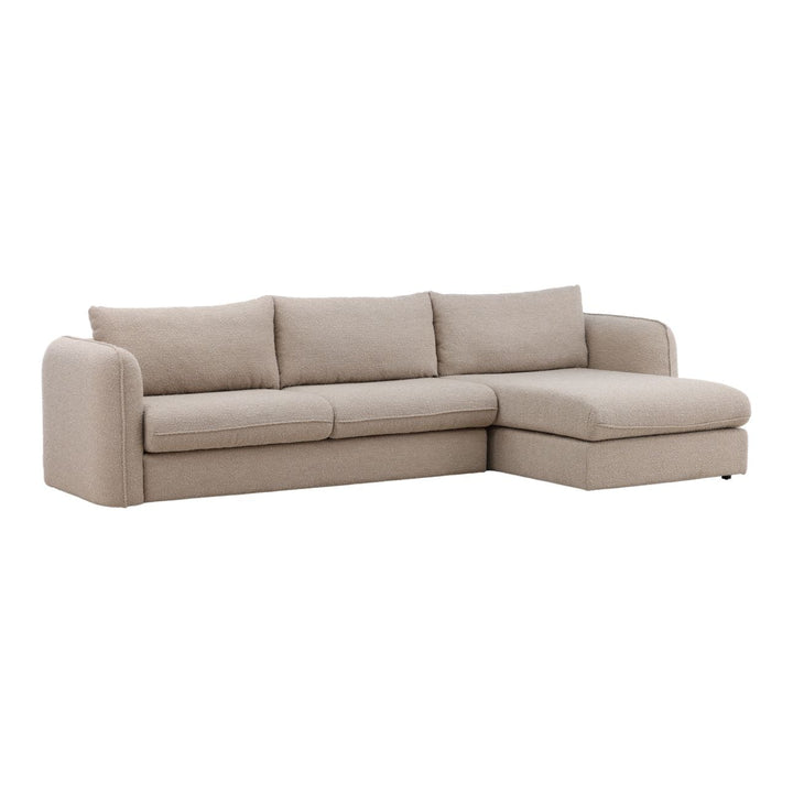 Torren Boucle Chaise Sectional, Sand · Right Side Chaise, three-quarter studio view