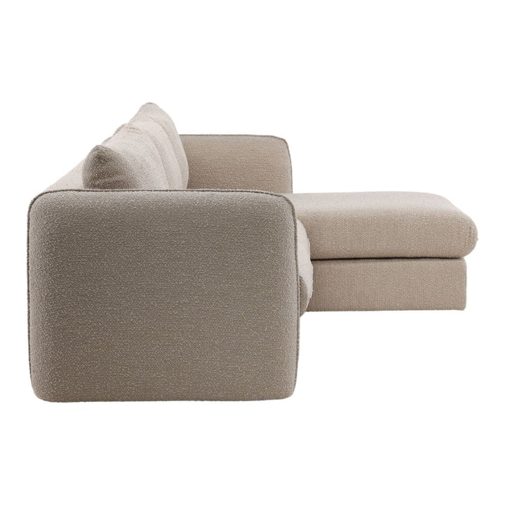 Torren Boucle Chaise Sectional, Sand · Right Side Chaise, profile view