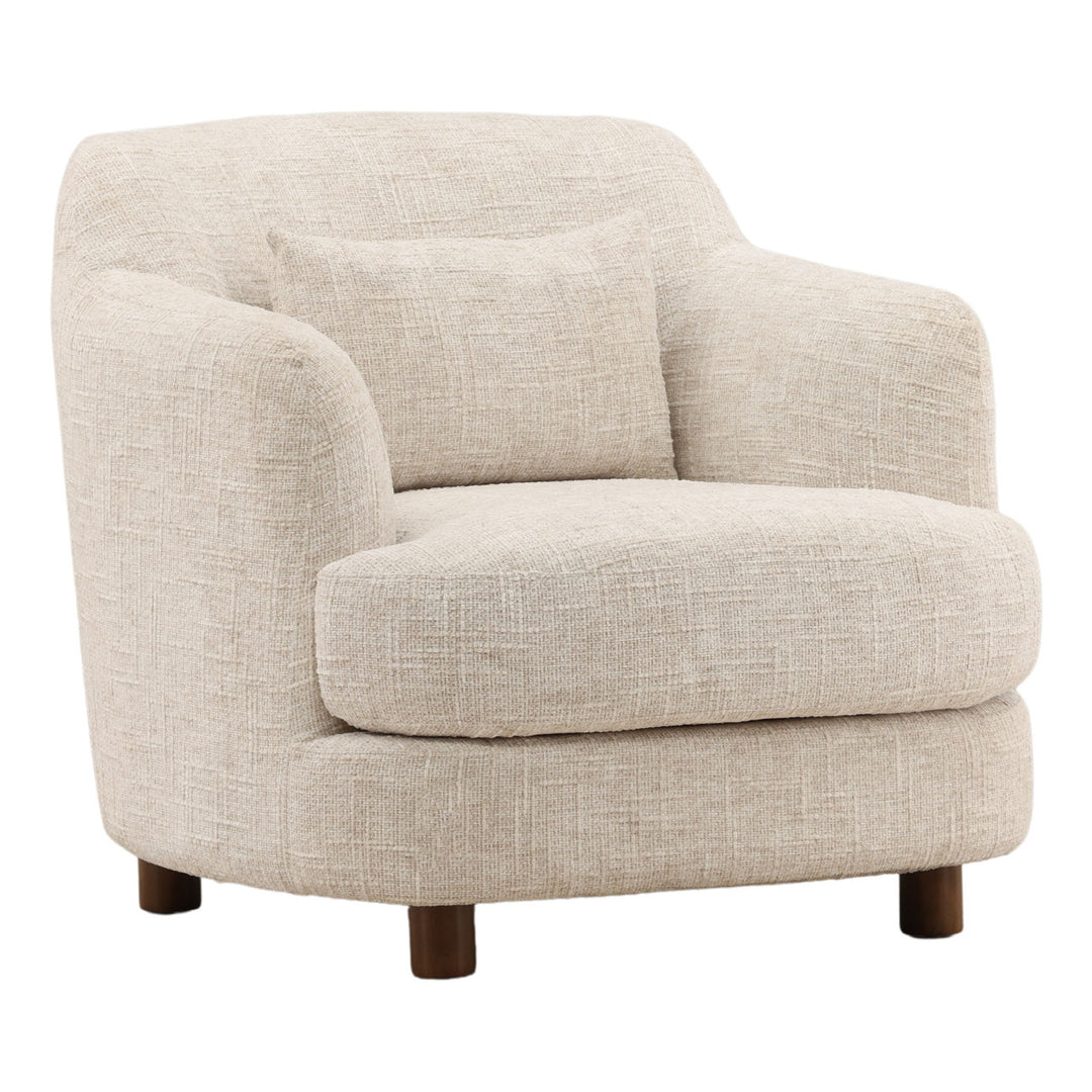 Saylen Textured Upholstery Lounge Chair, Cream, three-quarter studio view