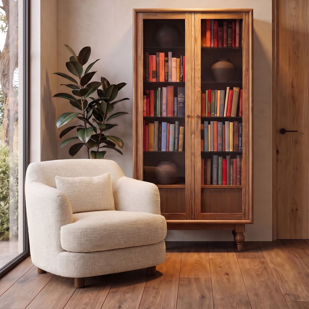 Saylen Textured Upholstery Lounge Chair, Cream, lifestyle view