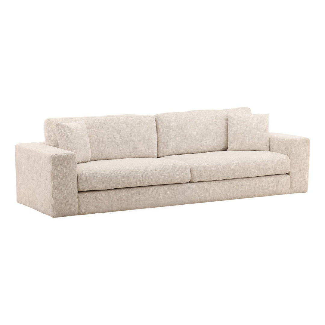 Daren Chenille Sofa, Cream, three-quarter studio view