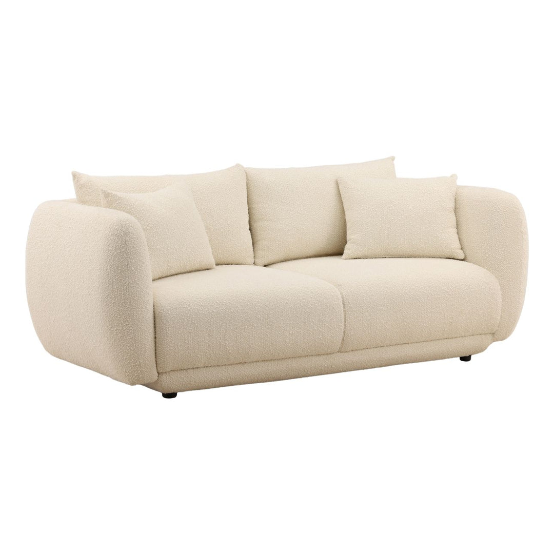 Brinelle Boucle Sofa, Cream, three-quarter studio view