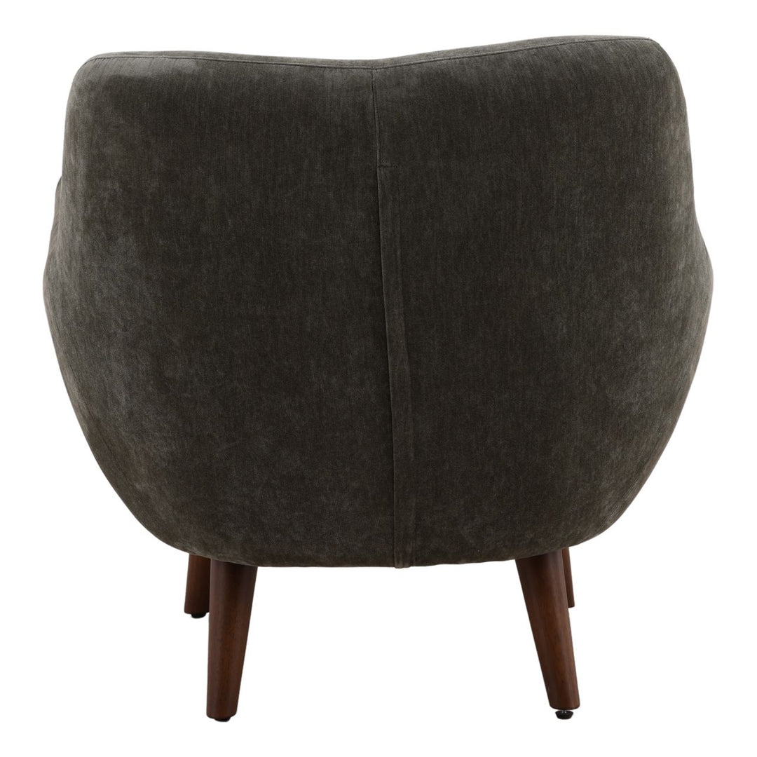 Christen Forest Chenille Wood Lounge Chair, back view