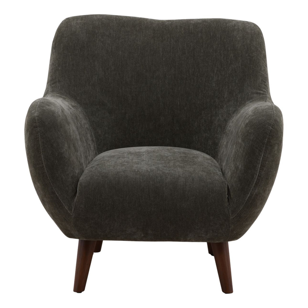 Christen Forest Chenille Wood Lounge Chair, front view