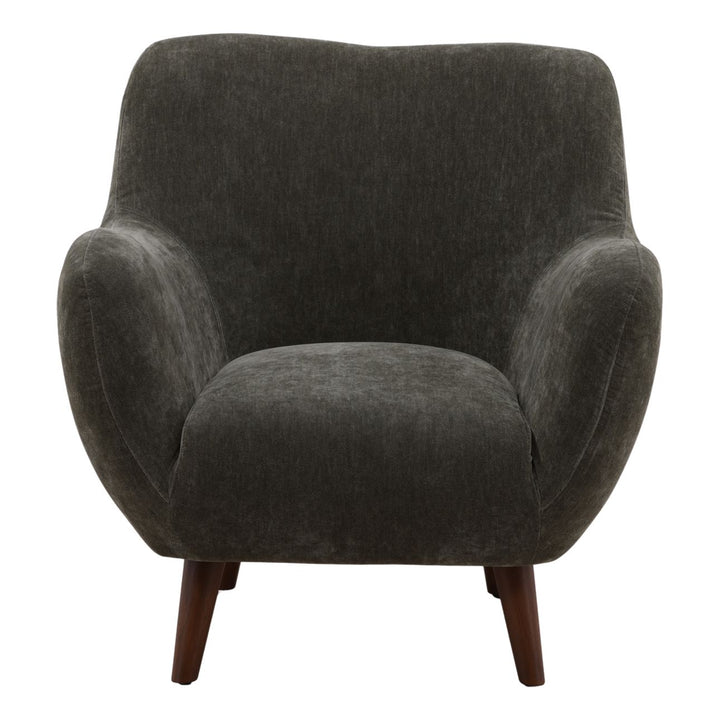 Christen Forest Chenille Wood Lounge Chair, front view