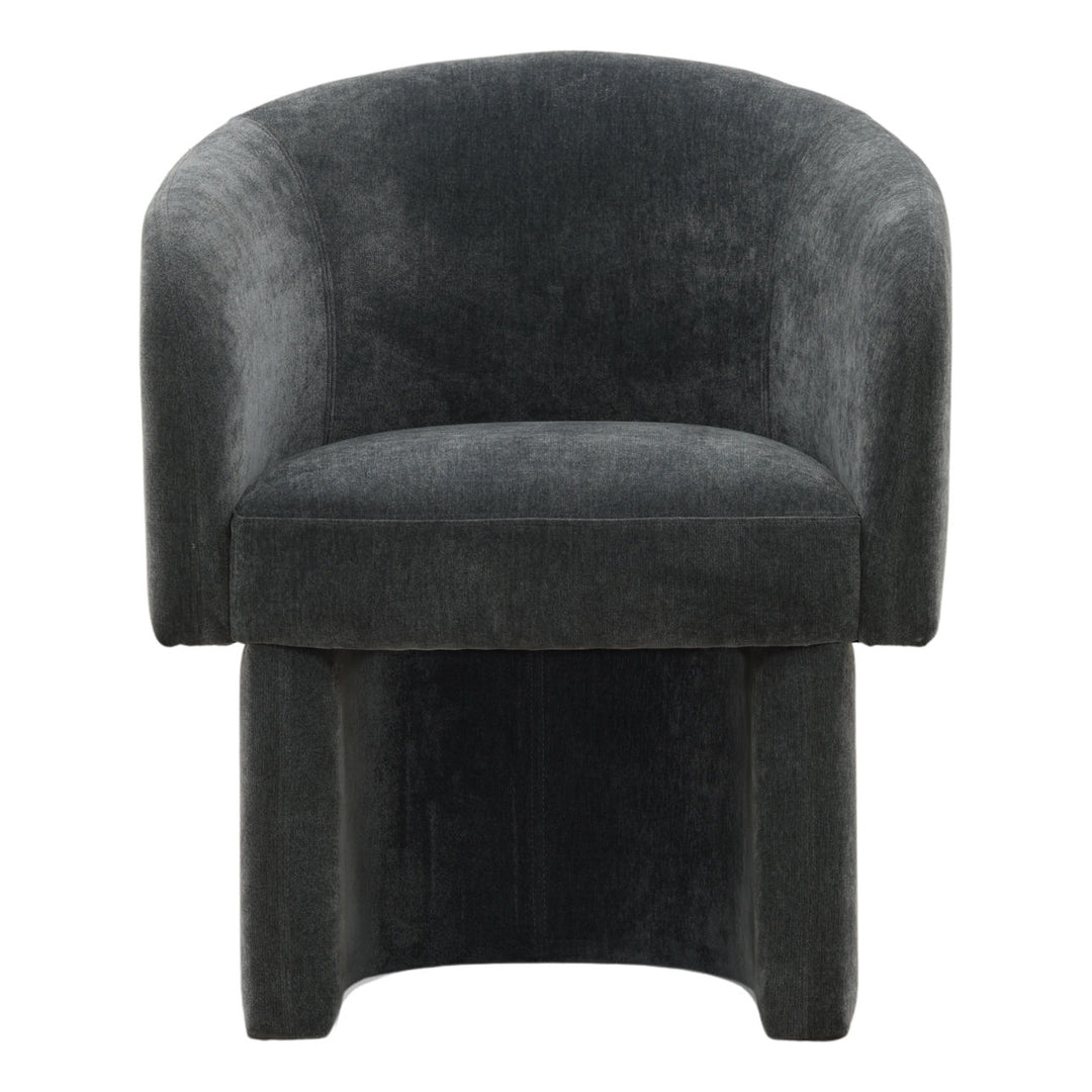 Ines Velvet Dining Chair, Moss Blue, front view