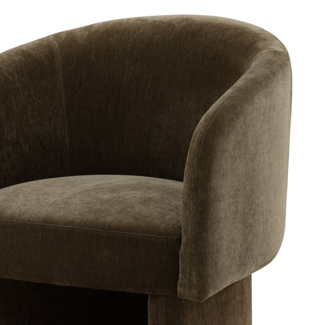 Ines Velvet Dining Chair, Moss Olive, detail 2 view