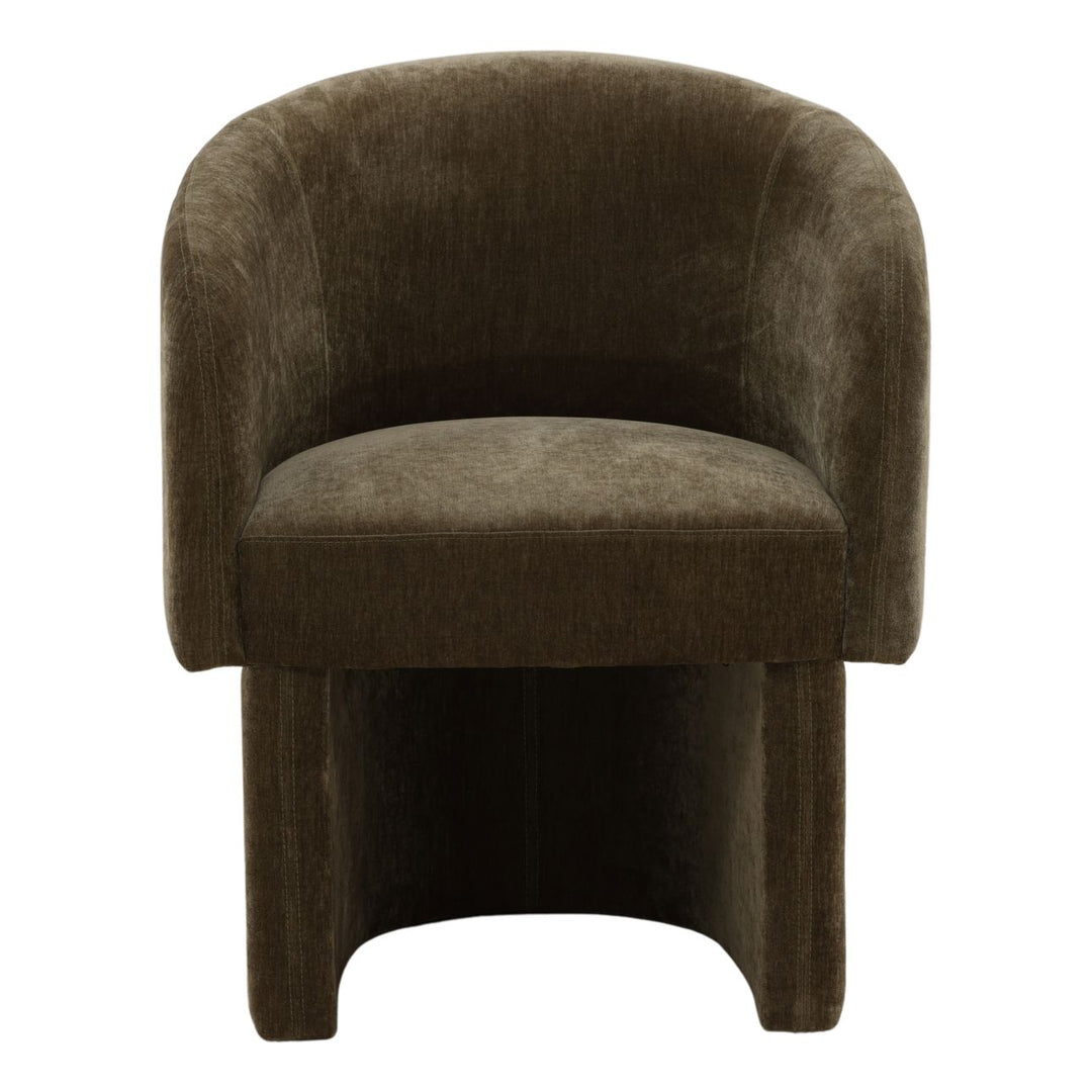 Ines Velvet Dining Chair, Moss Olive, front view