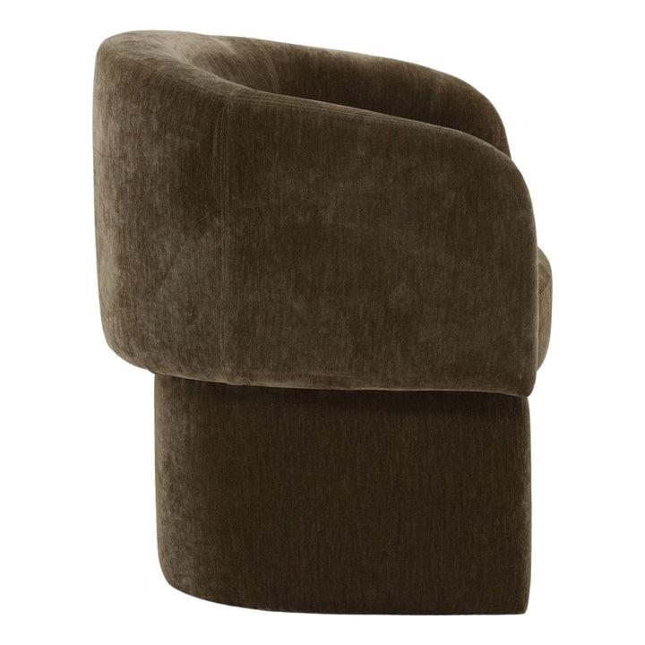 Ines Velvet Dining Chair, Moss Olive, profile view