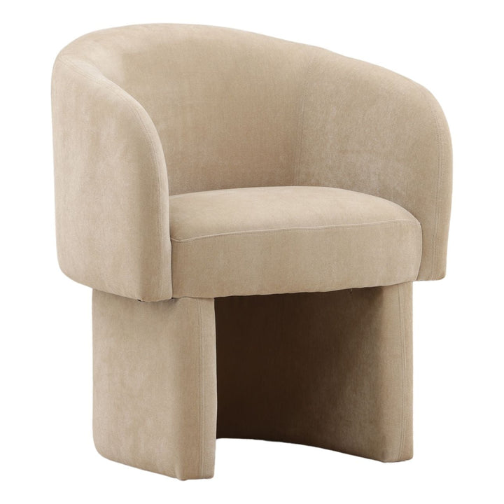 Ines Velvet Dining Chair, Moss Sand, three-quarter studio view