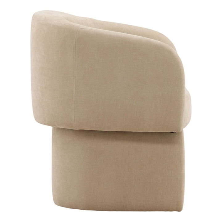 Ines Velvet Dining Chair, Moss Sand, profile view