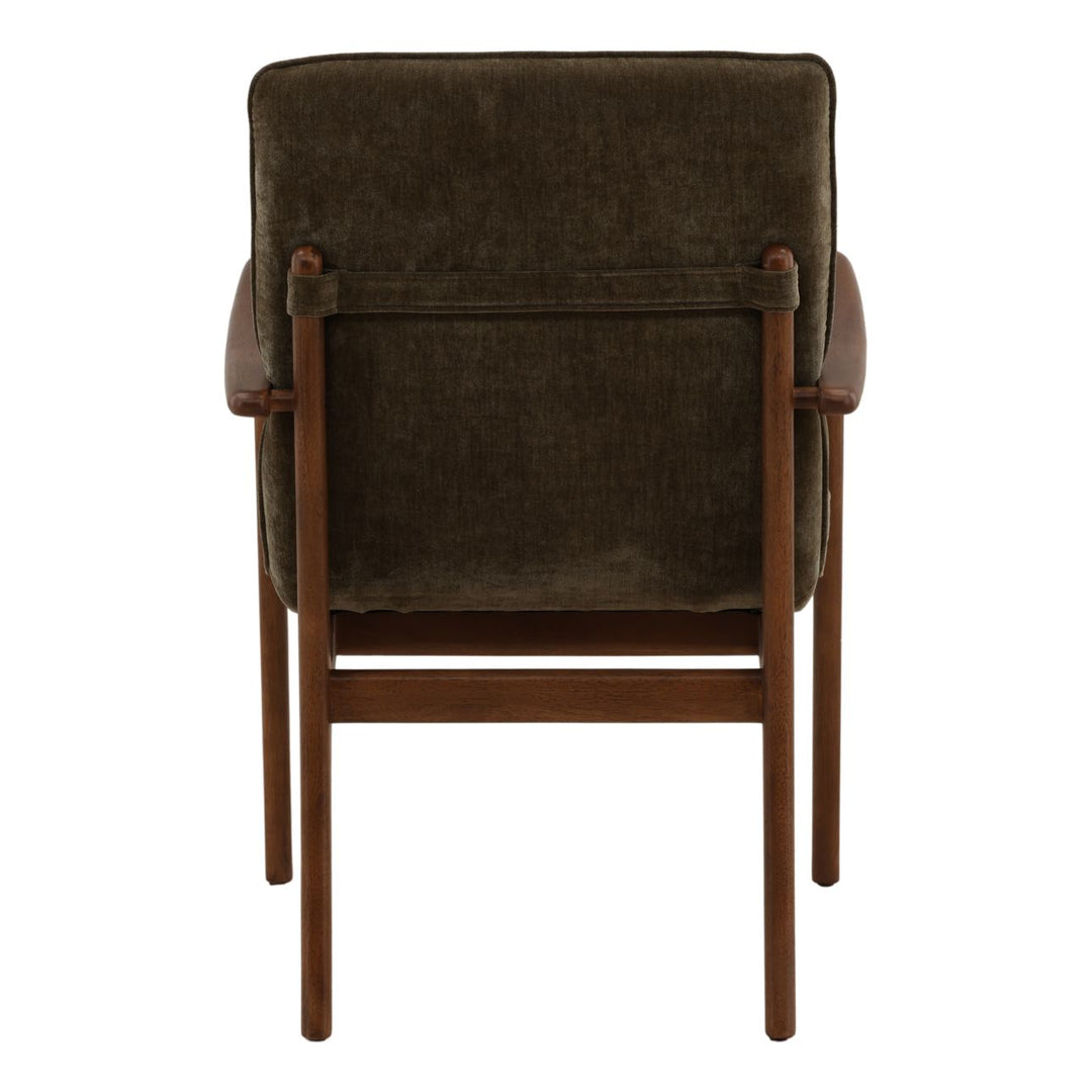 Talisa Velvet Dining Chair, Moss Olive and Brown, back view