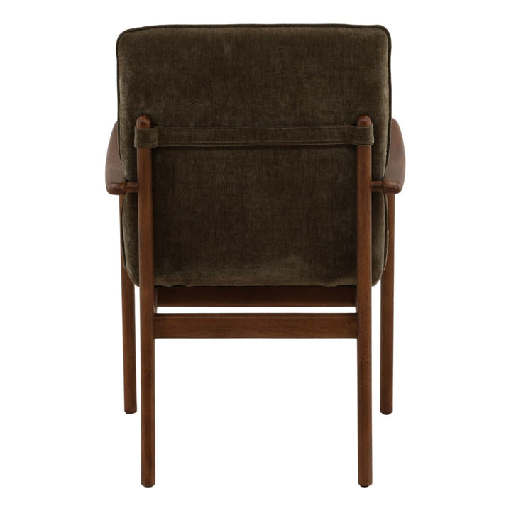 Talisa Velvet Dining Chair, Moss Olive and Brown, back view