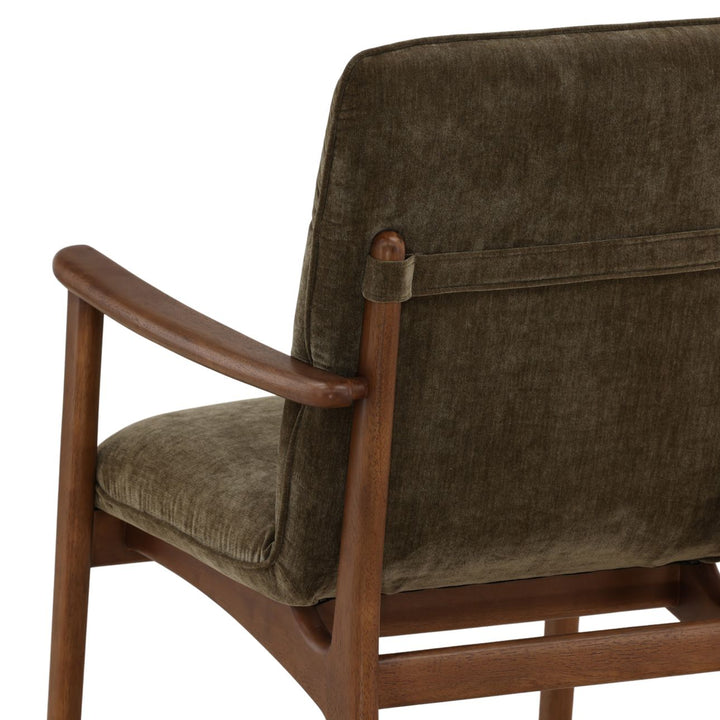 Talisa Velvet Dining Chair, Moss Olive and Brown, detail 2 view