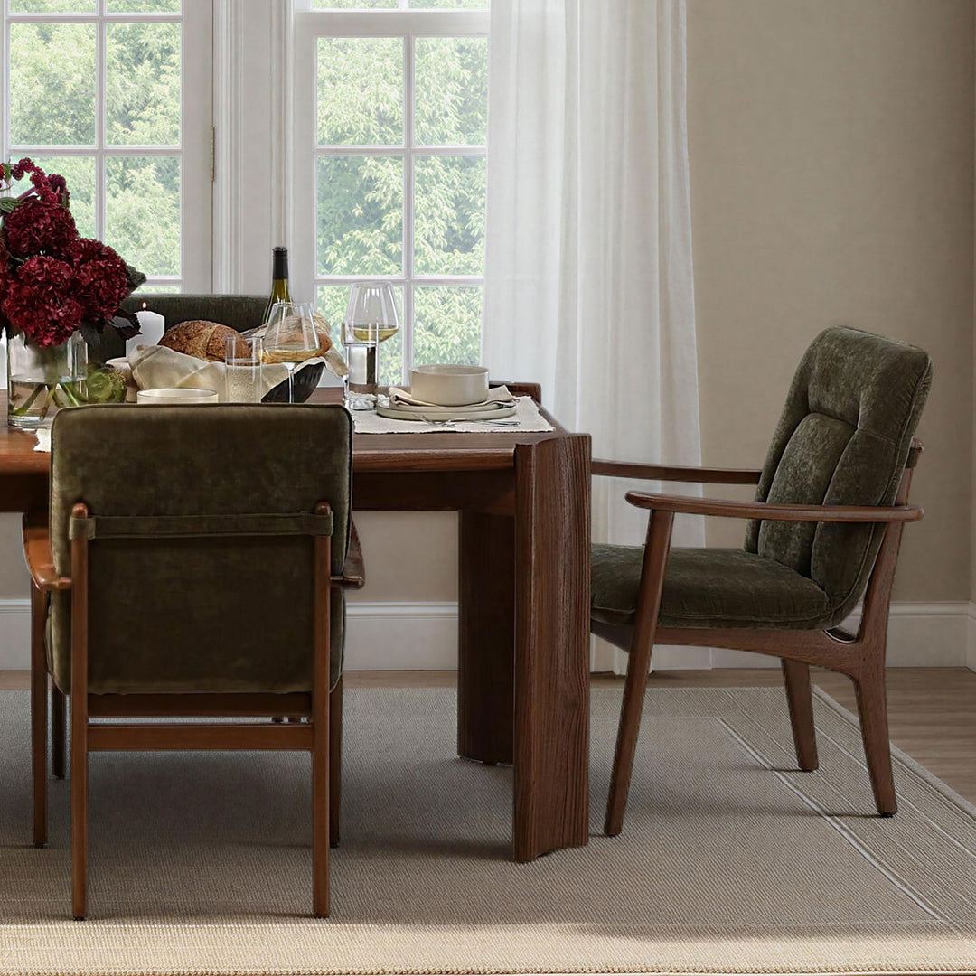 Talisa Velvet Dining Chair, Moss Olive and Brown, alternate lifestyle view 1