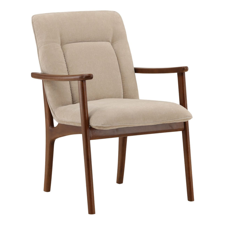 Talisa Velvet Dining Chair, Moss Sand and Brown, three-quarter studio view