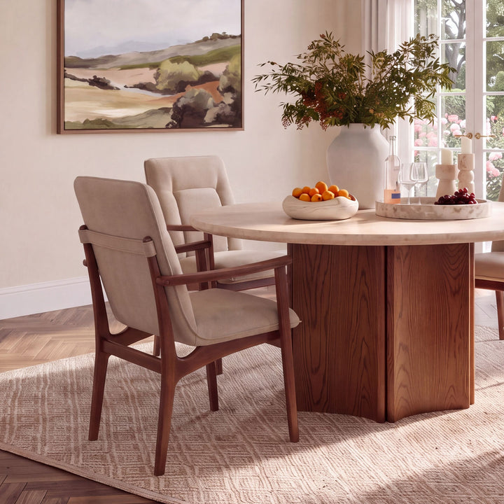 Talisa Velvet Dining Chair, Moss Sand and Brown, alternate lifestyle view 2
