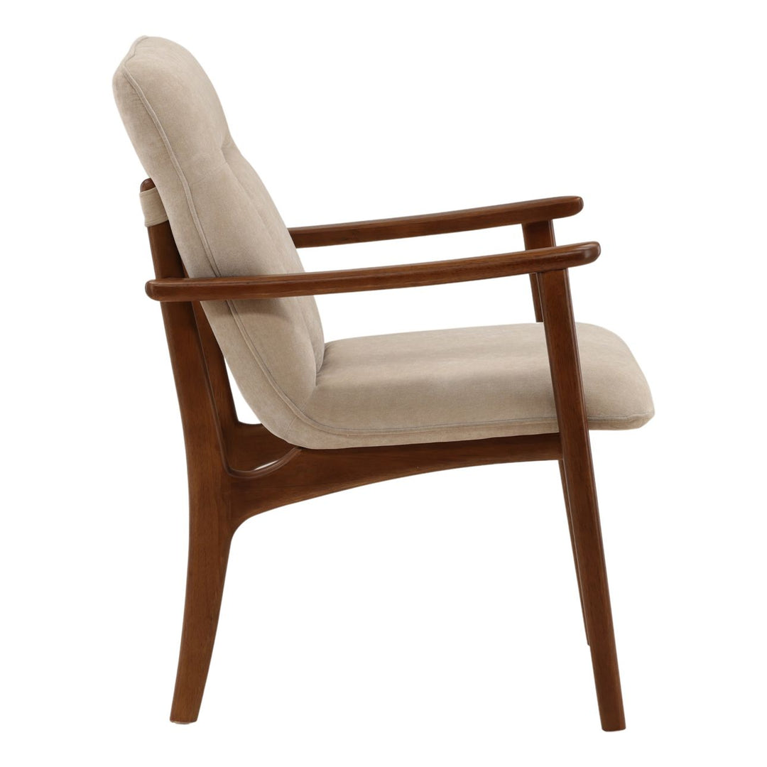 Talisa Velvet Dining Chair, Moss Sand and Brown, profile view