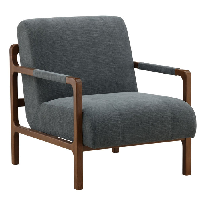 Jordell Woven Wood Frame Lounge Chair, Blue, three-quarter studio view
