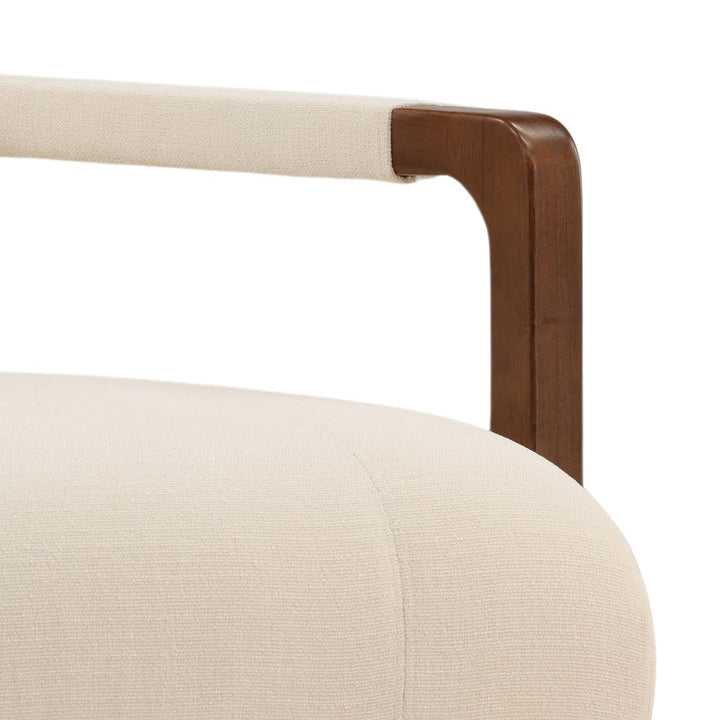 Jordell Woven Wood Frame Lounge Chair, Cream, detail 2 view
