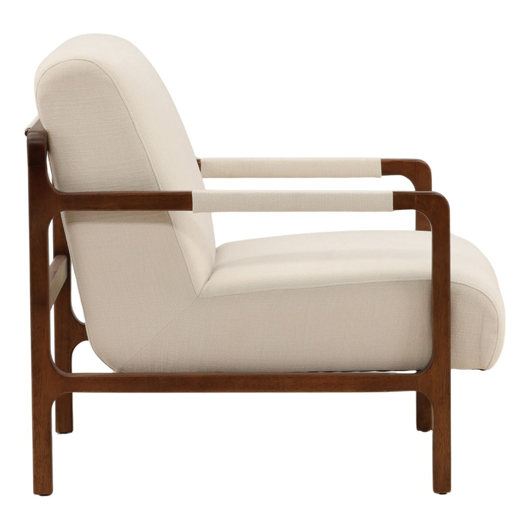 Jordell Woven Wood Frame Lounge Chair, Cream, profile view