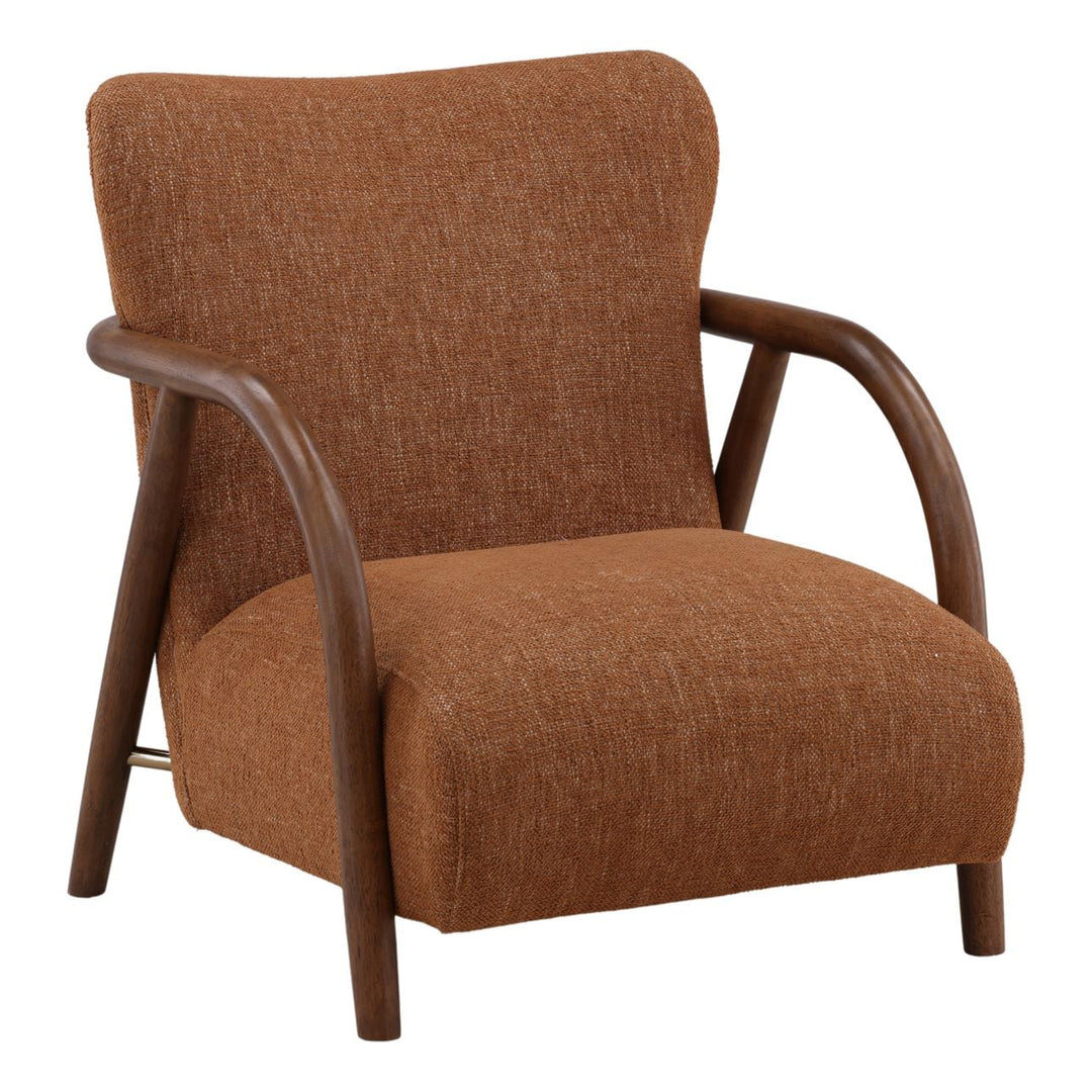 Franzelle Upholstered Wood Frame Lounge Chair, Ginger, three-quarter studio view