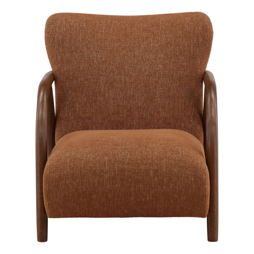 Franzelle Upholstered Wood Frame Lounge Chair, Ginger, front view