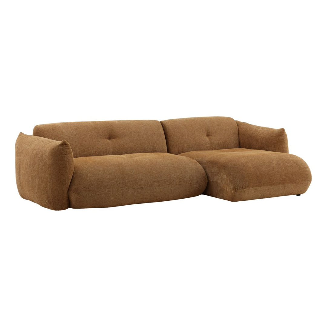 Sonren Caramel Chaise Sectional, Right Side Chaise, three-quarter studio view
