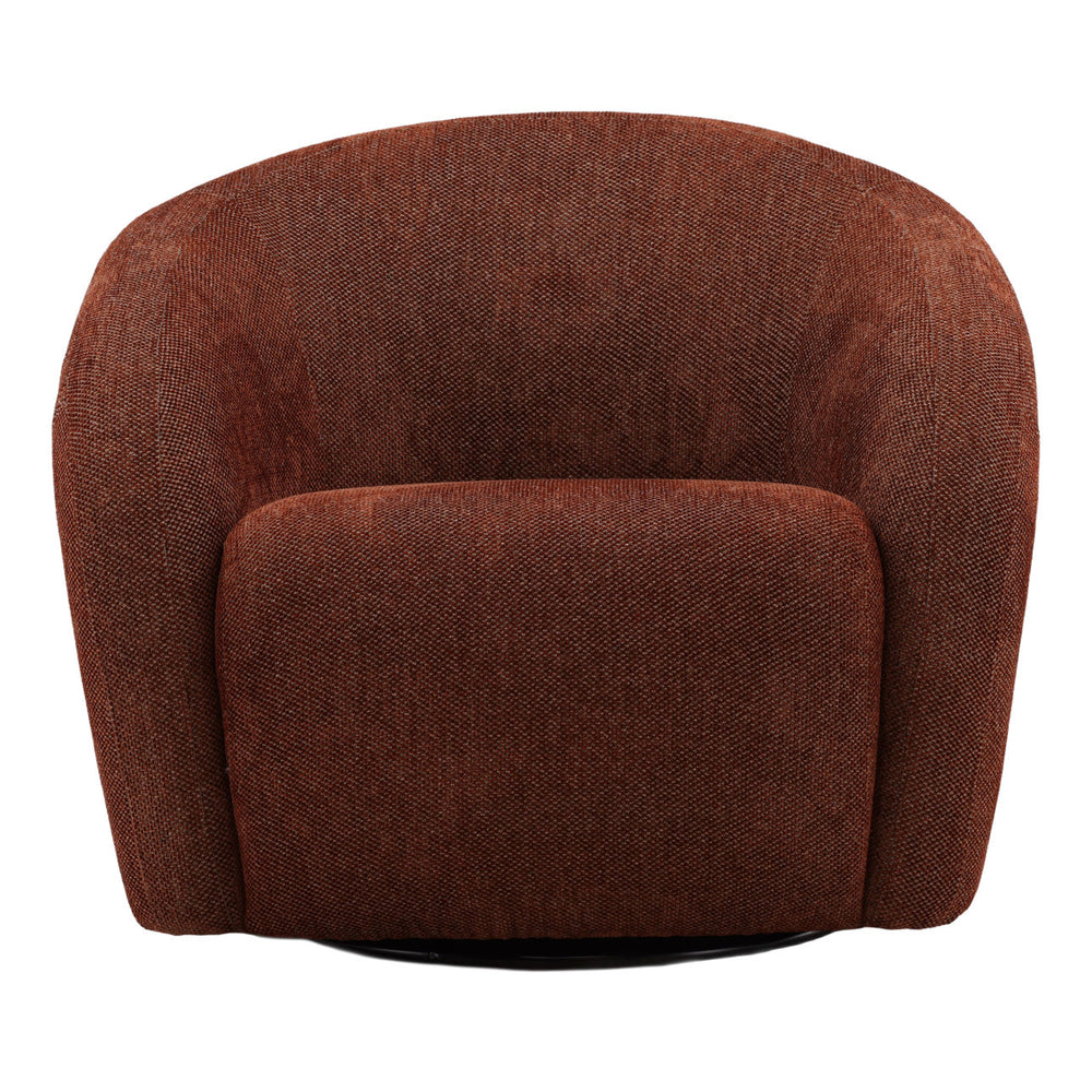 Belara Rust Chenille Swivel Chair, front view