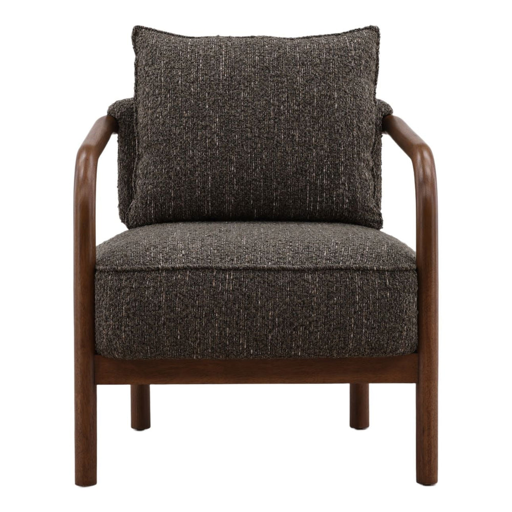 Colwyn Boucle Wood Frame Lounge Chair, Dark Green, front view