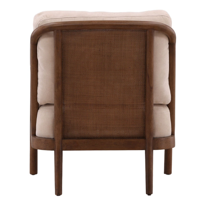 Erinne Upholstered Wood Frame Lounge Chair, Cream, back view