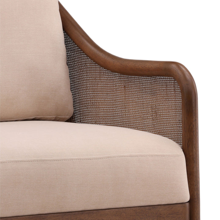 Erinne Upholstered Wood Frame Lounge Chair, Cream, detail 2 view