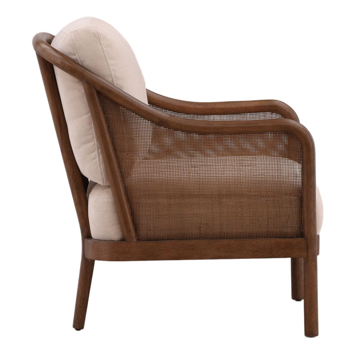 Erinne Upholstered Wood Frame Lounge Chair, Cream, profile view