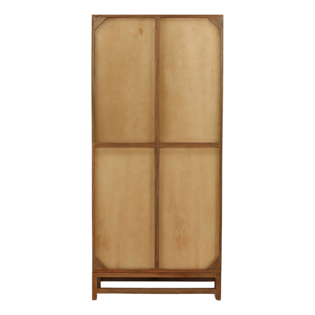 Rowena Textured Door Storage Cabinet, Brown · Coconut Fibers, back view
