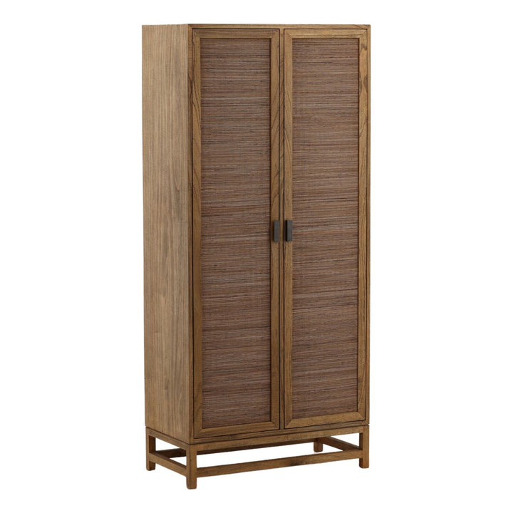 Rowena Textured Door Storage Cabinet, Brown · Coconut Fibers, three-quarter studio view