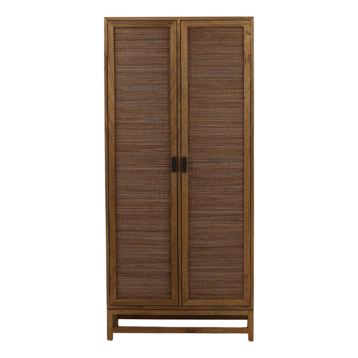Rowena Textured Door Storage Cabinet, Brown · Coconut Fibers, front view