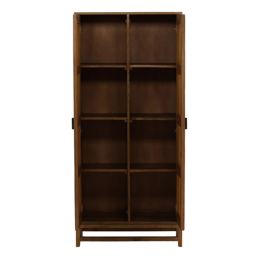 Rowena Textured Door Storage Cabinet, Brown · Coconut Fibers, open door view