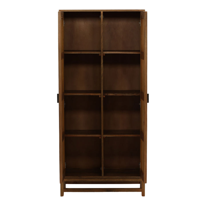 Rowena Textured Door Storage Cabinet, Brown · Coconut Fibers, open door view
