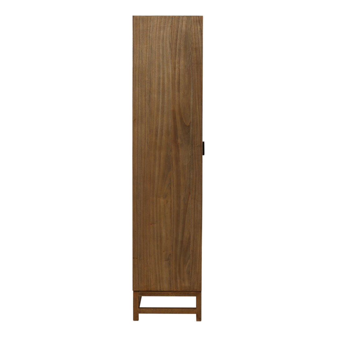 Rowena Textured Door Storage Cabinet, Brown · Coconut Fibers, profile view